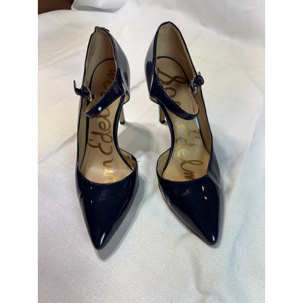 Sam Edelman Nora Navy Blue Patent Leather Heels Size 7 - Picture 14 of 15